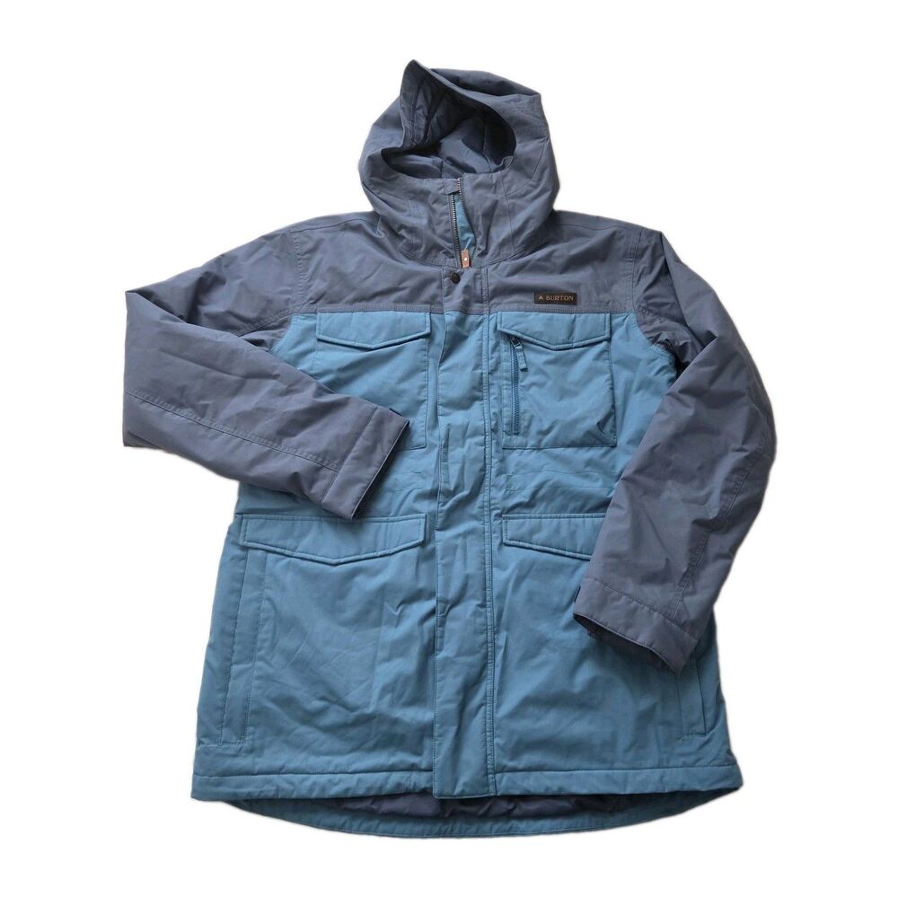 Men's Burton Dryride Covert Hooded Snowboard Winter Jacket Blue Sz XL Excellent